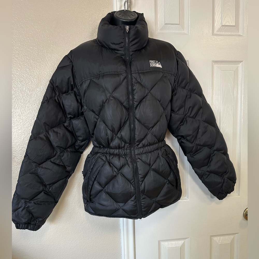 First Down Vintage Black Puffer Jacket